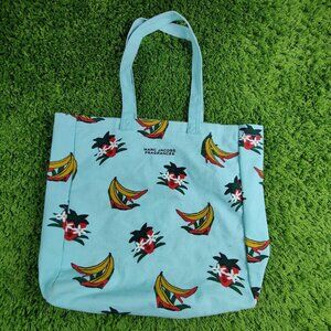 Designer Y2K 'Marc Jacobs' aqua banana graphic canvas tote women's